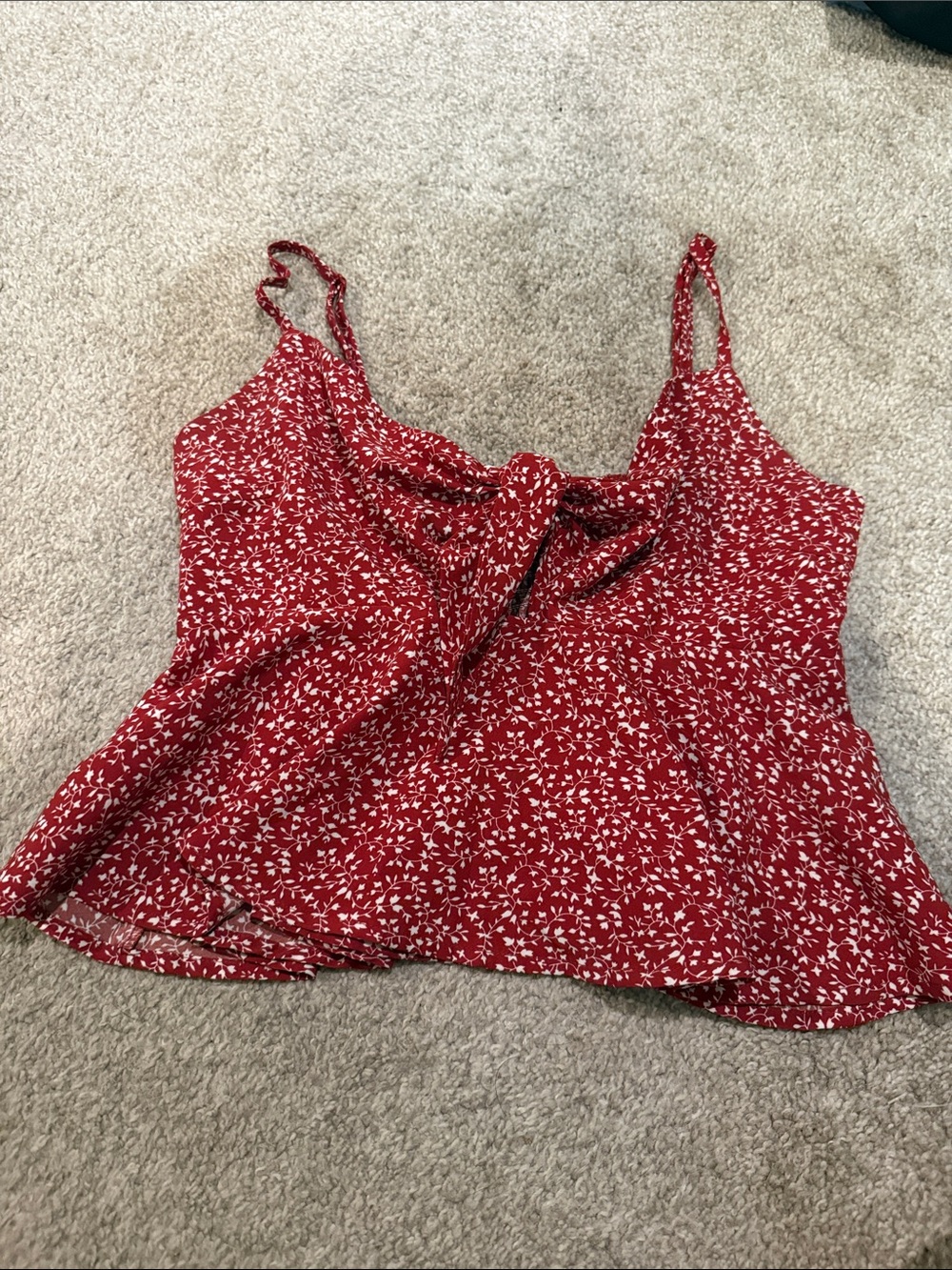Amazon Red Floral Tie-Front Crop Cami